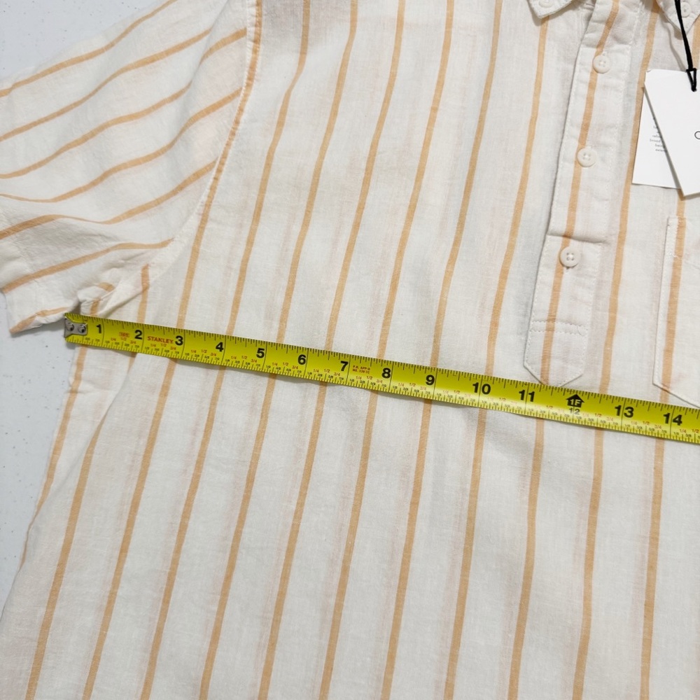Onia Linen Blend Single Stripe Josh Pull Over Shirt NWT Large - Picture 10 of 15